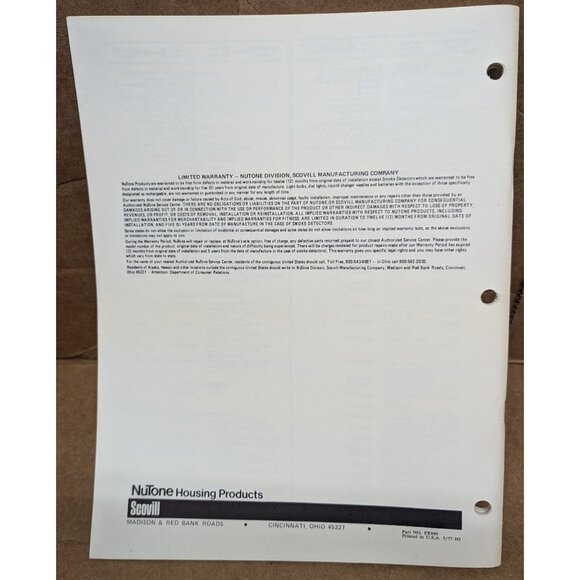 NUTONE SERVICE MANUAL MODEL 2700 SERIES APARTMENT HOUSE SECUICOM SYSTEM - Picture 7 of 8